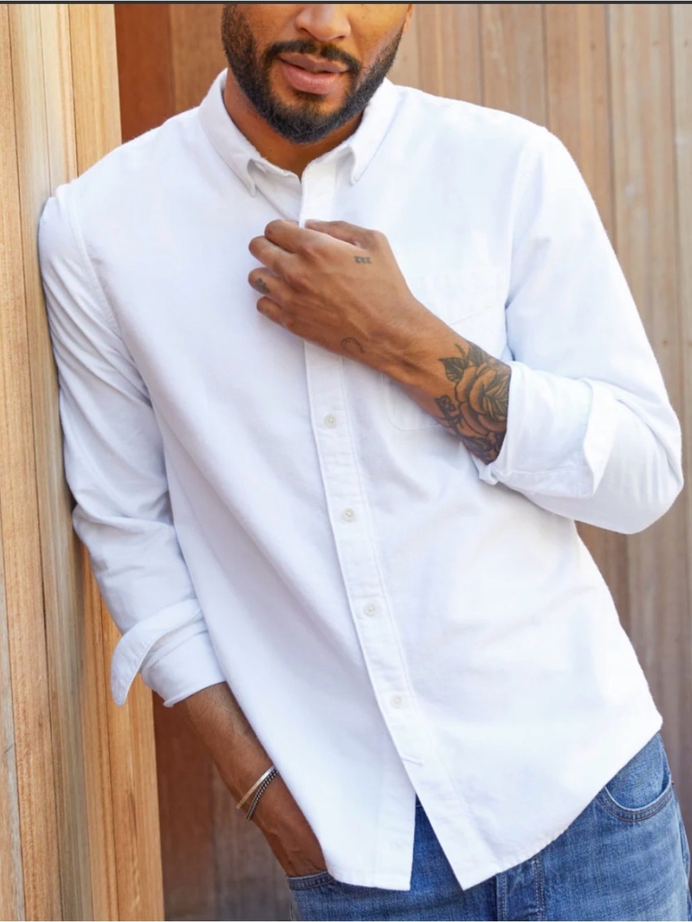 Outerknown Organic Cotton Shirt White Button Down Men's M Oxford
